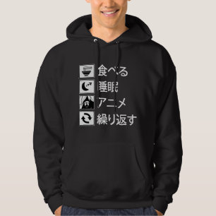 Moletom Comer Dormir Anime Repetir Escrita de Sinais Japon