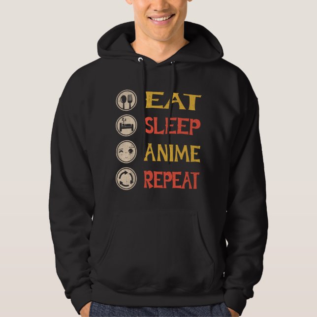Moletom Comer Dormir Anime Repetir Presente T de Anime (Frente)