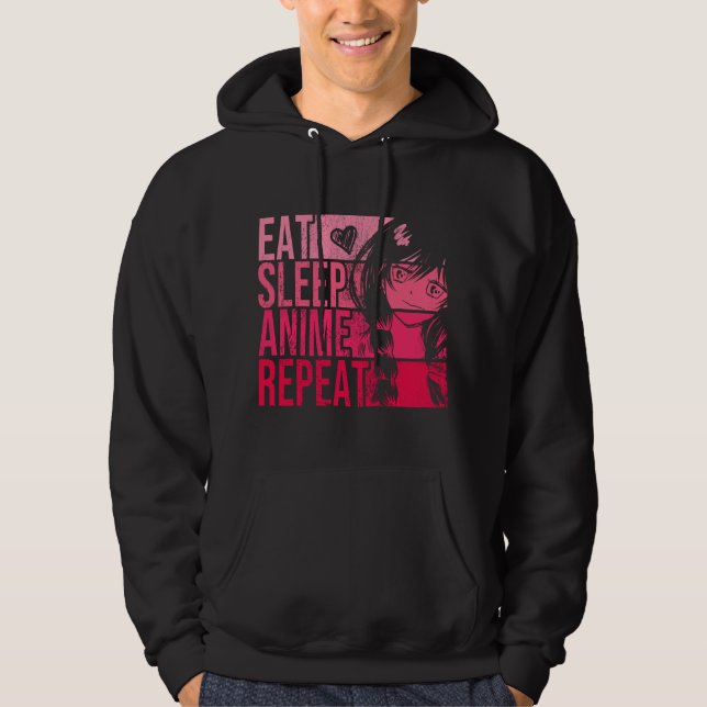 Moletom Comer Dormir Anime Repetir - Presentes para Amante (Frente)