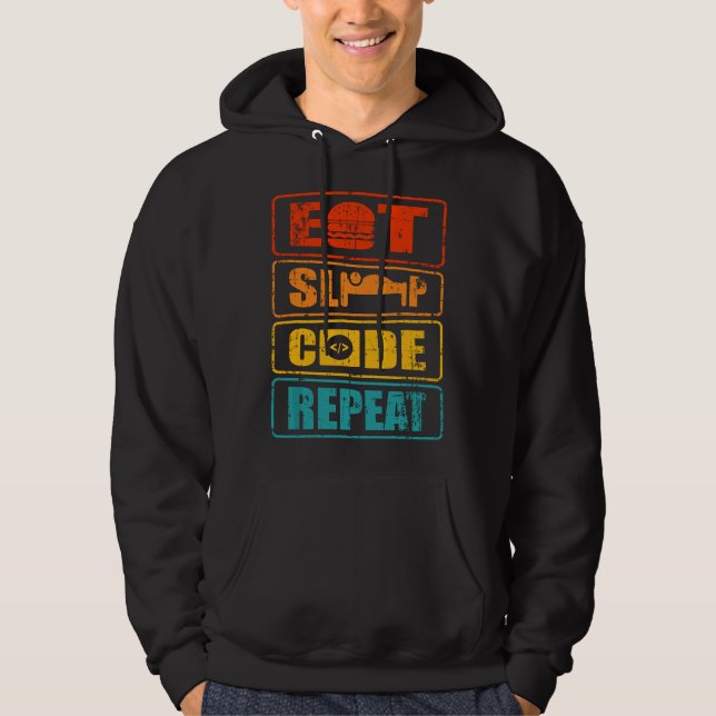 Moletom comer dormir codificar repetir cientista da comput (Frente)