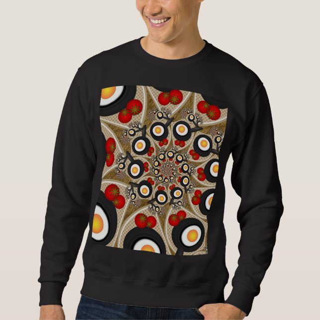 Moletom Comida Engraçada De Arte Fractal, Tomates, Ovos (Frente)