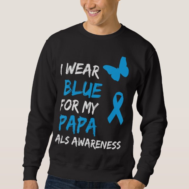 Moletom Conhecimento ALS Eu Visto Azul para minha fita pap (Frente)