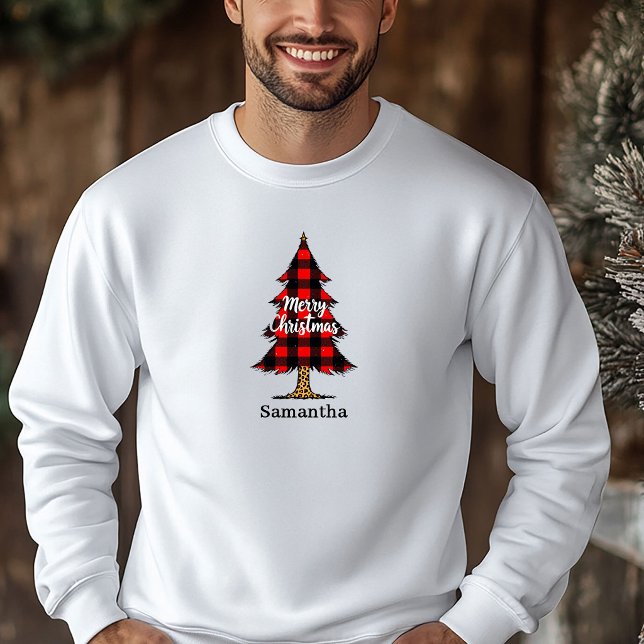 Moletom Conjunto de Capuz de Natal com Xadrez de Árvore de (Cozy Farmhouse Plaid Tree Christmas Hoodie Outfit)