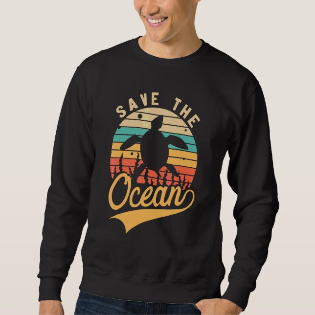 Moletom Conservação de Baleias Salve o Oceano Retro (Frente)