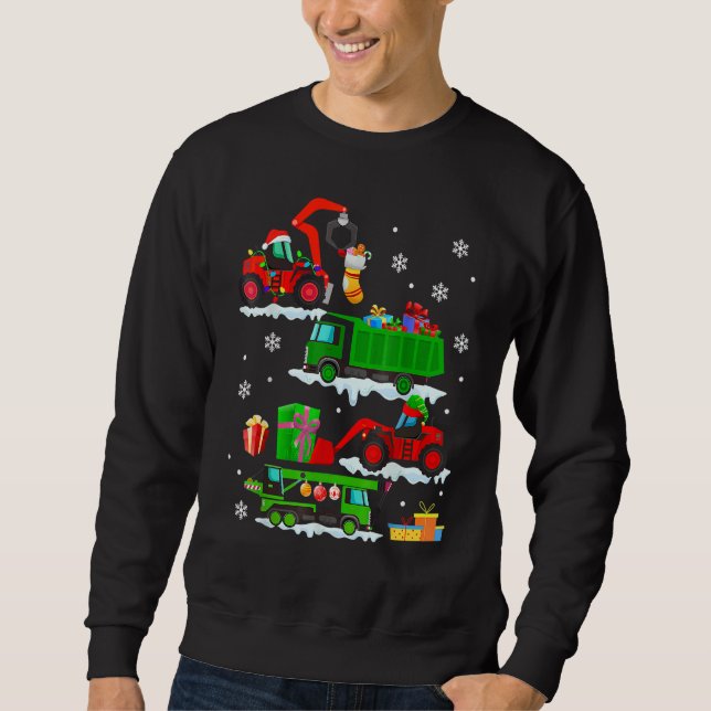 Moletom Construction Vehicle Christmas Red Trucks Winter B (Frente)
