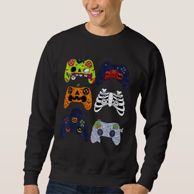 Moletom Controladores de Jogos do Skeleton do Halloween Zo (Frente)