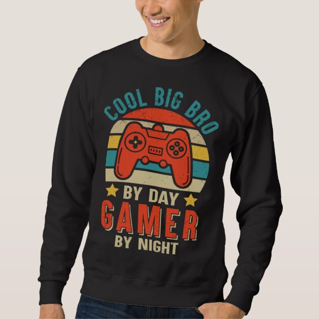 Moletom Cool Big Bro By Day Gamer By Night  Gaming Big Bro (Frente)