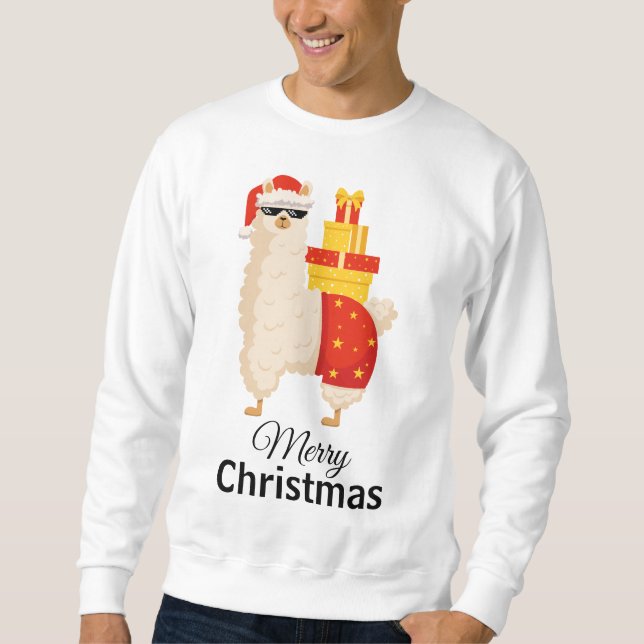 Moletom Cool  Disco Santa Llama Funny Minimalist Christmas (Frente)
