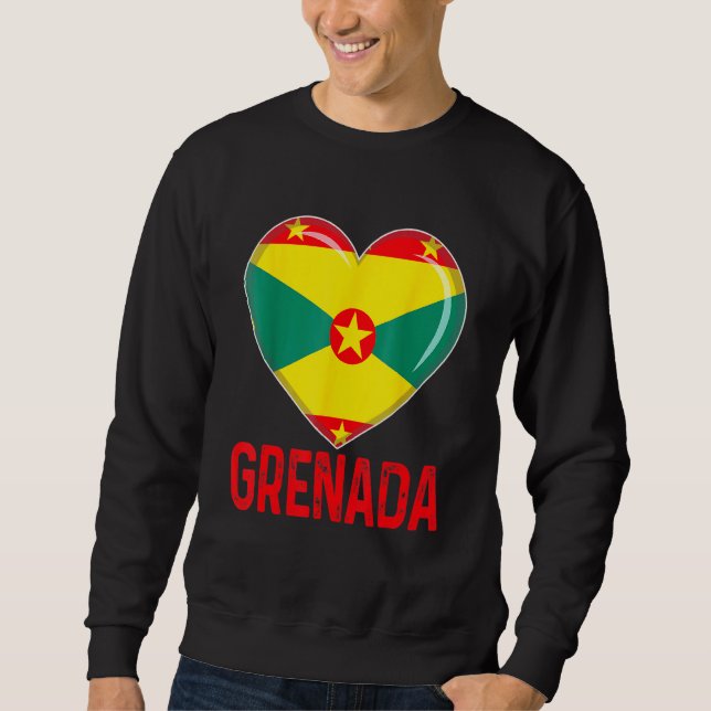 Moletom Cool Heart Grenada Flag Men Women Kid Patriotic (Frente)