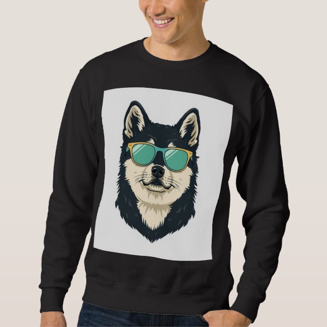 Moletom Cool Husky in Sunglasses – Men's Black Sweatshirt (Frente)
