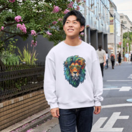 Moletom Cool King – Leão Colorido com Design de Óculos de 