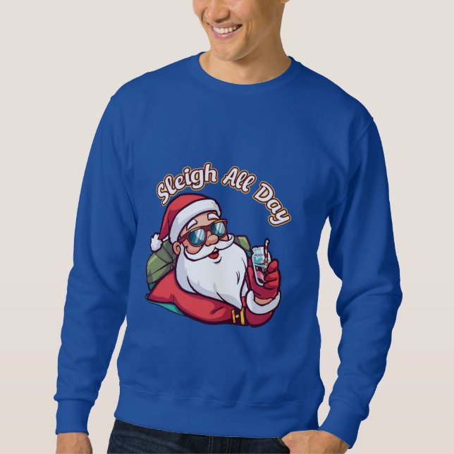 Moletom Cool Santa with Sunglasses – “Sleigh All Day” (Frente)