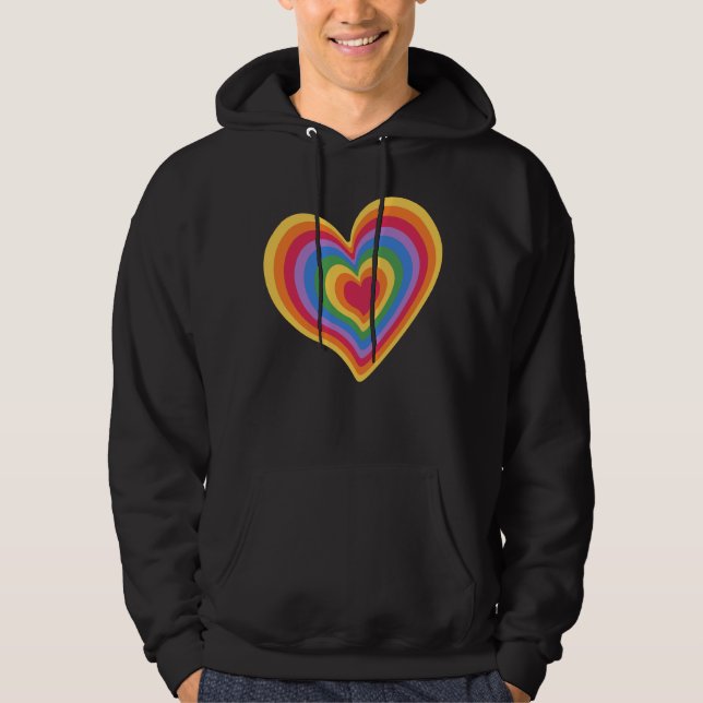 Moletom Coração arco-íris. Orgulho amor gay (Frente)