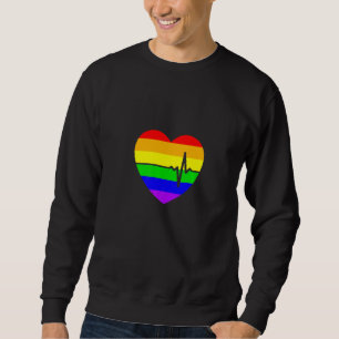 Moletom Coração Batimento Cardíaco Arco-íris Gay E Lésbica