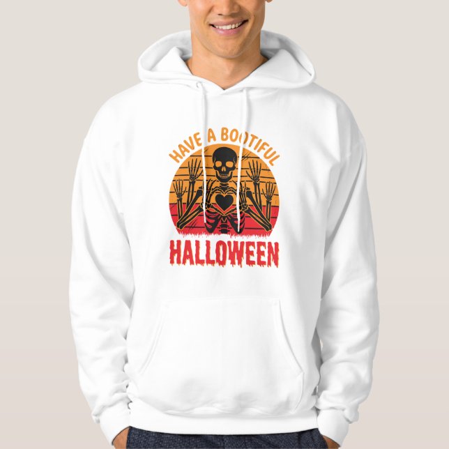 Moletom Coração de Esqueleto de Halloween Bootiful Desenho (Frente)