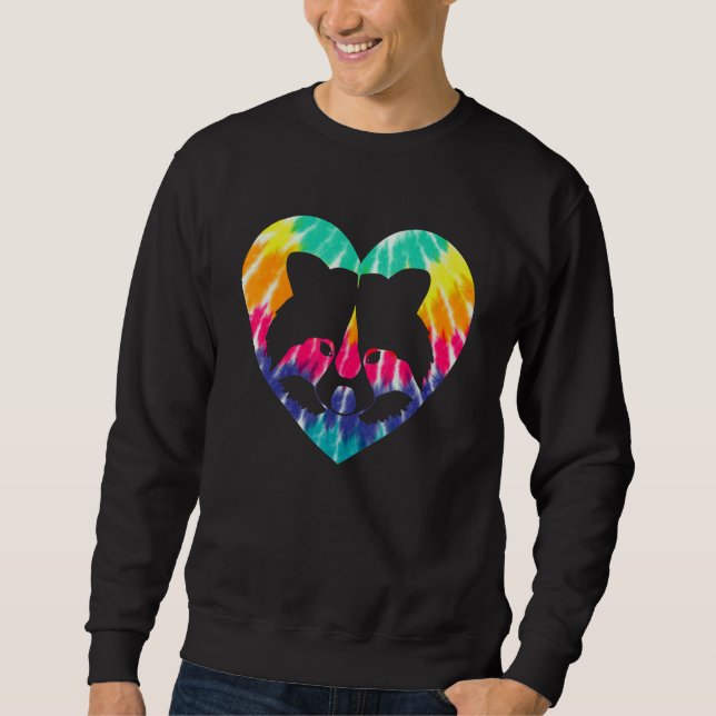 Moletom Coração de Guaxinim Com Impressão Tie Dye Para Gua (Frente)