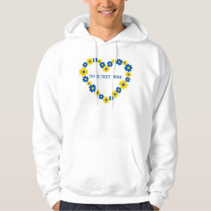 Moletom Coração feito de flores azuis e amarelas. Custom T