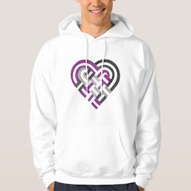Moletom Coração Tecido Ace Orgulho Asexual Bandeira Cinza  (Frente)