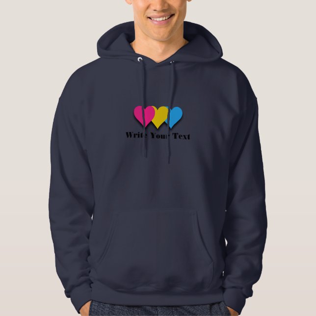 Moletom Corações do orgulho da Pansexualidade Hoodie (Frente)