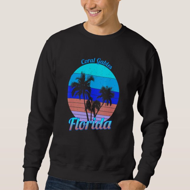 Moletom Coral Gables Florida Retro Tropical Palm Trees Vac (Frente)