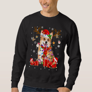 Moletom Corgi Dog Reindeer de Natal Cachorro Leve