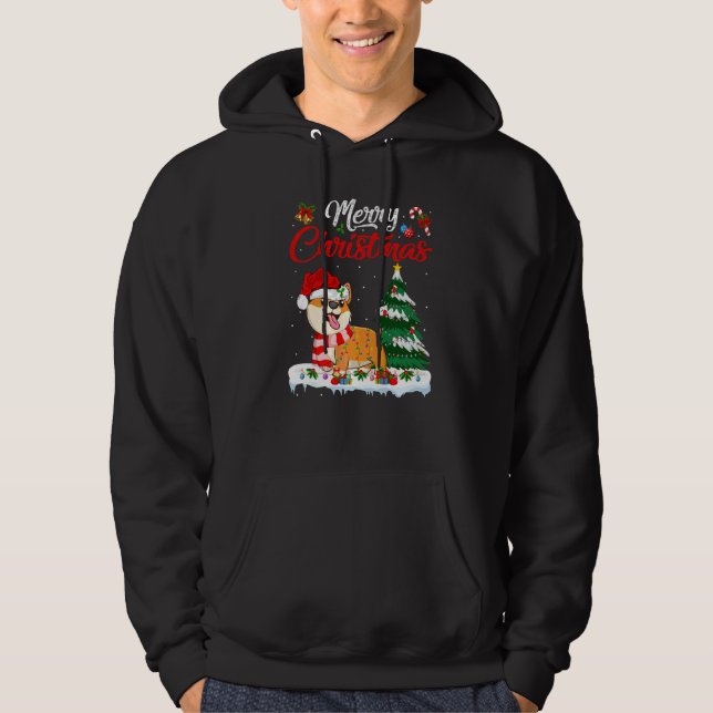 Moletom Corgi Dog Xmas Lighting Corgi Feliz Natal (Frente)