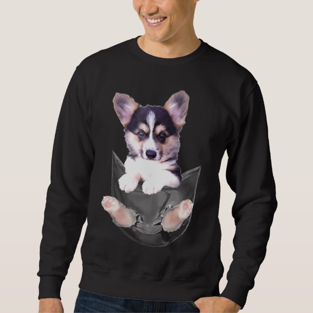 Moletom Corgi Puppy No Bolso (Frente)