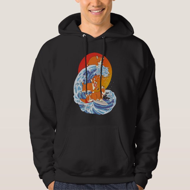 Moletom Corgi Surfer Surfing Surf Board Corgi (Frente)