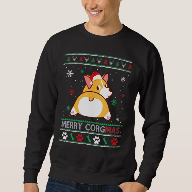 Moletom Corgi Ugly Christmas Sweater Feliz Corgmas Corgi (Frente)