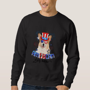 Moletom Corgi Vestindo Óculos Solares Bandeira Usa Bandeir