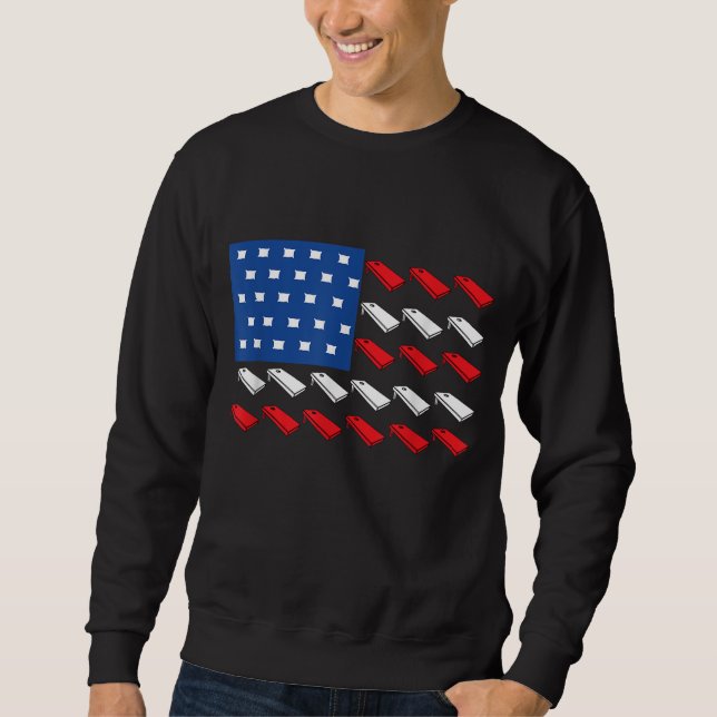 Moletom Cornhole American Flag Para Equipe De Bebendo De J (Frente)
