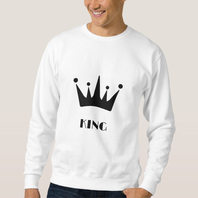 Moletom Coroa de texto personalizado KING cor preta Mascul (Frente)