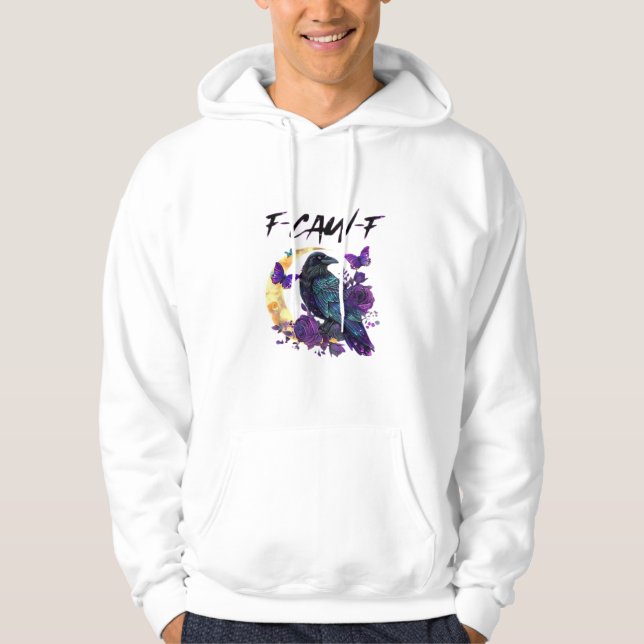 Moletom Corvo F Caw F Pássaro Engraçado Lua Design Gótico (Frente)