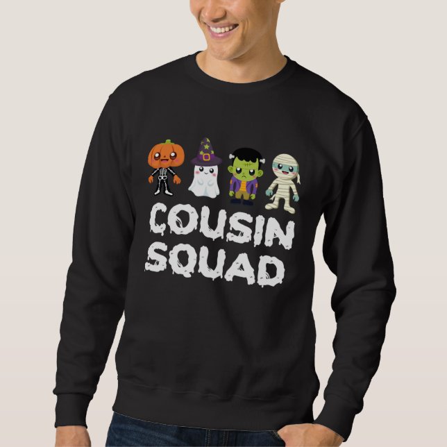 Moletom Cousin Squad Crew Boys Girls Kids Halloween Matchi (Frente)