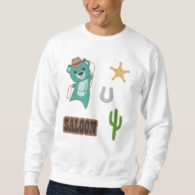 Moletom Cowboy Turquoise Cute Bear Saloon Oeste (Frente)