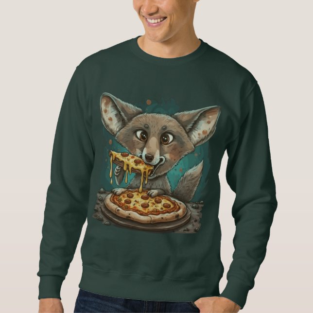 Moletom Coyote engraçado comendo pizza (Frente)