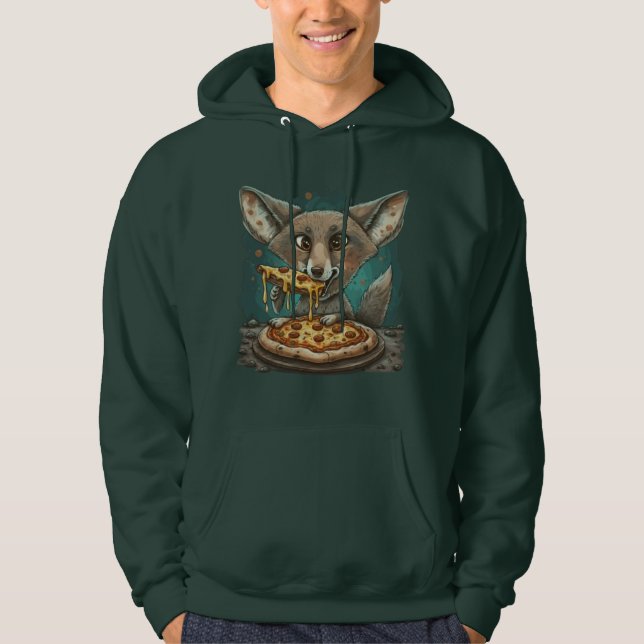 Moletom Coyote engraçado comendo pizza (Frente)