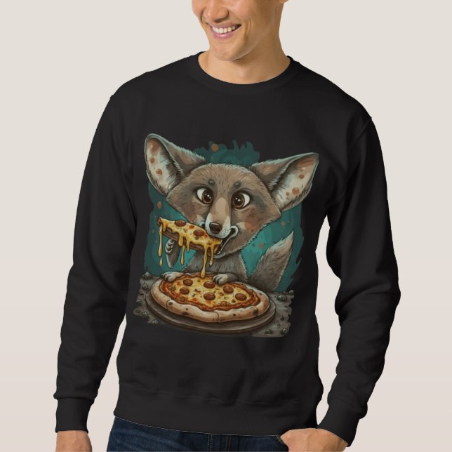 Moletom Coyote engraçado comendo pizza (Frente)