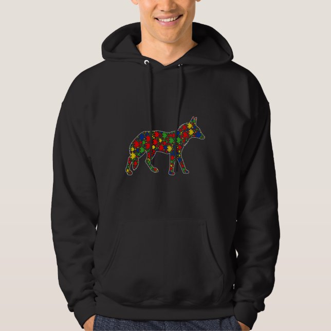 Moletom Coyote Engraçado Peças Quebra-cabeça Autismo Aware (Frente)