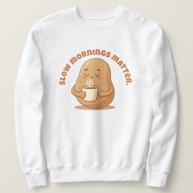 Moletom Cozy Brown Cartoon Potato Warm Mug Morning Art (Frente do Design)