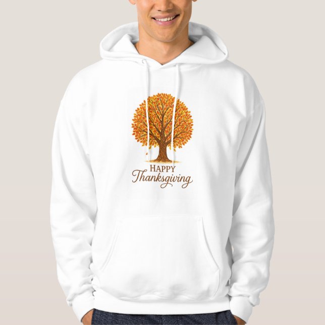 Moletom Cozy Happy Thanksgiving Autumn Tree  (Frente)