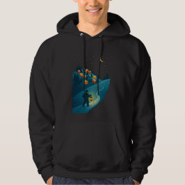 Moletom Cozy Winter Village Lantern Walk Illustration Hood
