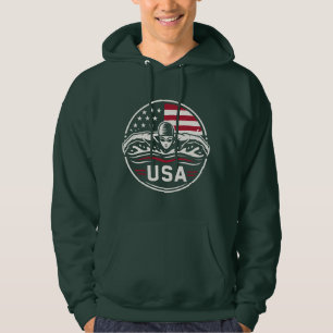 Moletom Crachá Patriótico da Bandeira Americana de Natação