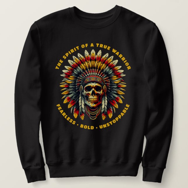 Moletom Cráneo Chefe Nativo Americano  (Frente do Design)