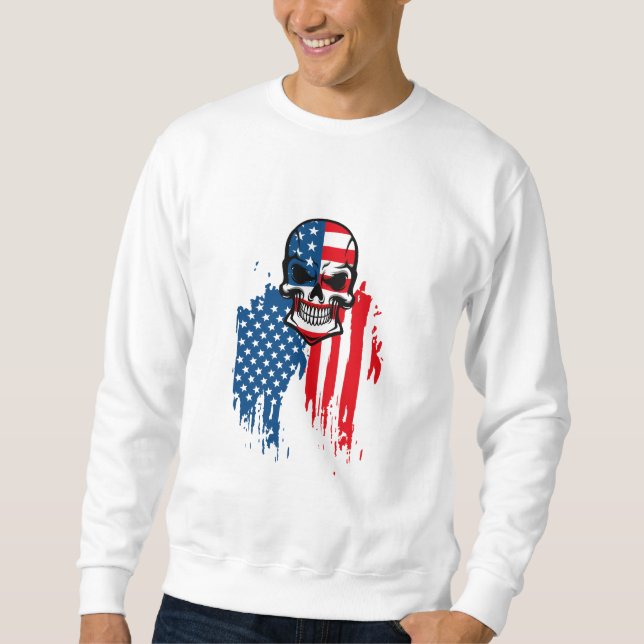 Moletom Crânio com bandeira americana (Frente)