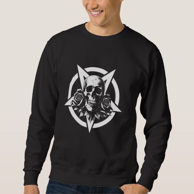 Moletom Crânio com Rosas e tronco gótico de estrela Emo (Frente)