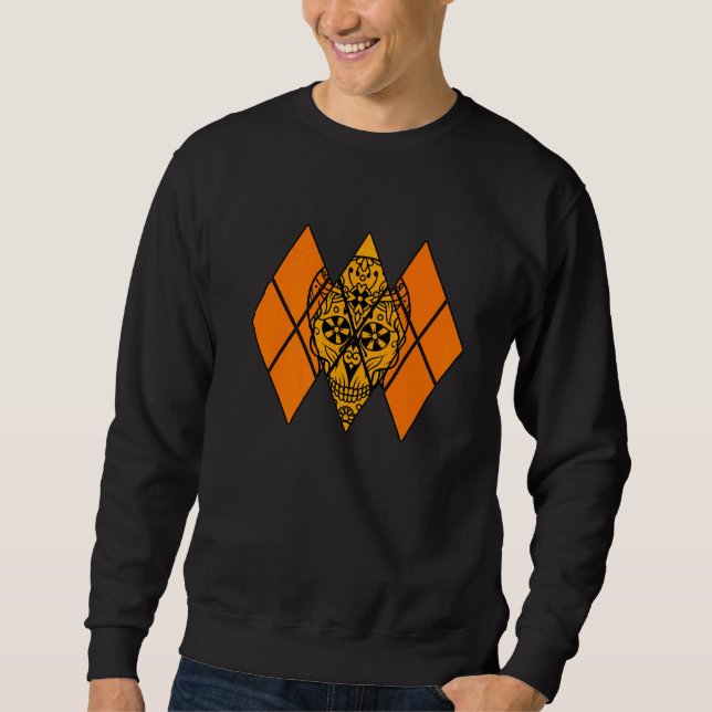 Moletom Crânio De Açúcar Com Cimento De Fundo De Argyle (Frente)
