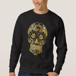 Moletom Crânio De Açúcar Design mexicano Dourado E Preto