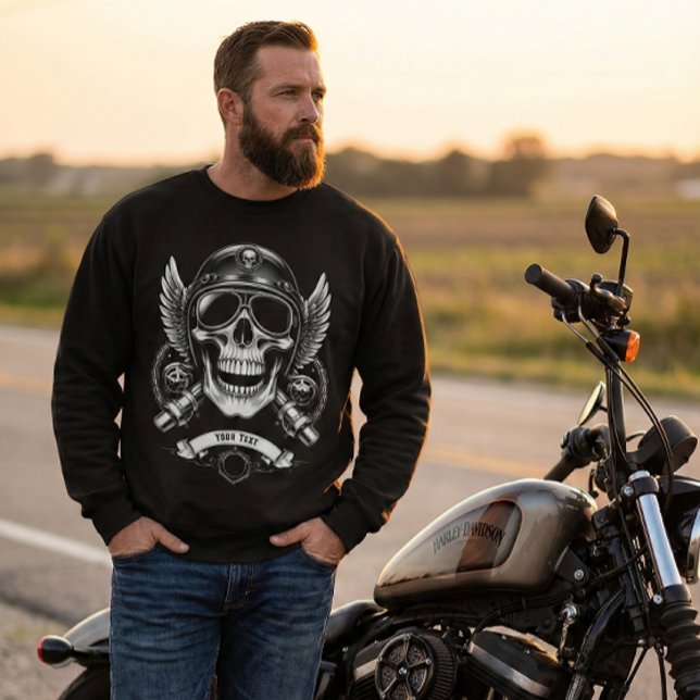 Moletom Crânio de Motociclista de Inverno Personalizado (Criador carregado)