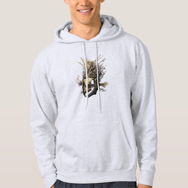 Moletom Crânio de Peixe Pré-Histórico Arte Sombrio Grunge (Frente)